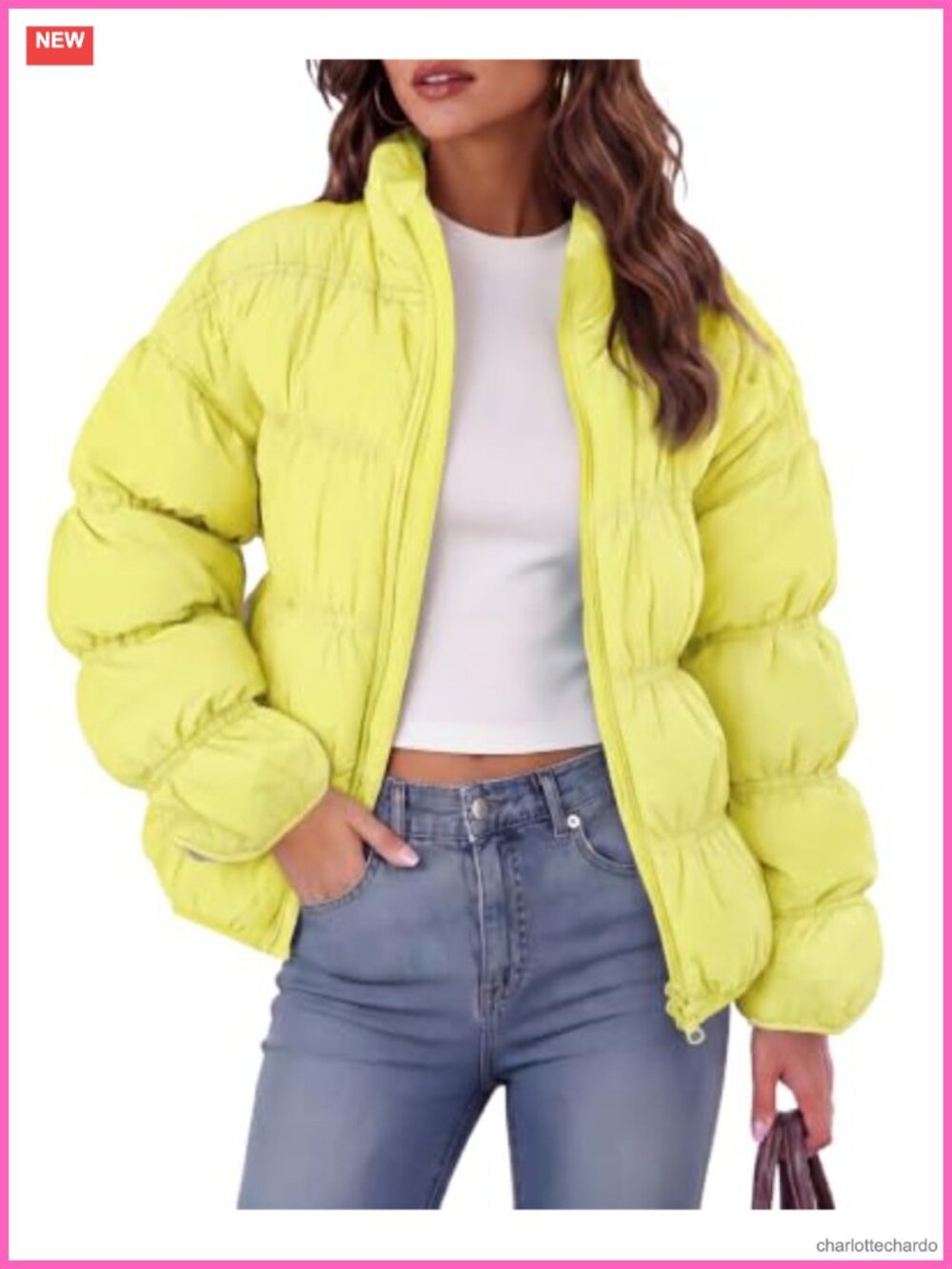 Fisoew Womens Winter Puffer Jacket Coat Casual Zip Up Warm Quilted
